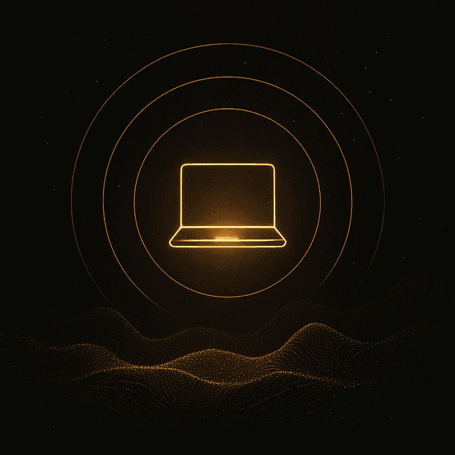 Abstract gold laptop illustration
